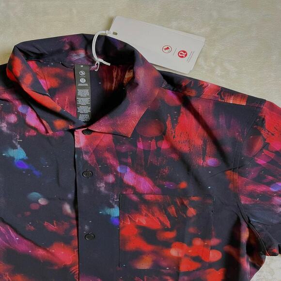 Lululemon Team Canada Button Up Shirt Men's M Black Ethereal Orbs Space Dust Oui - Picture 2 of 10